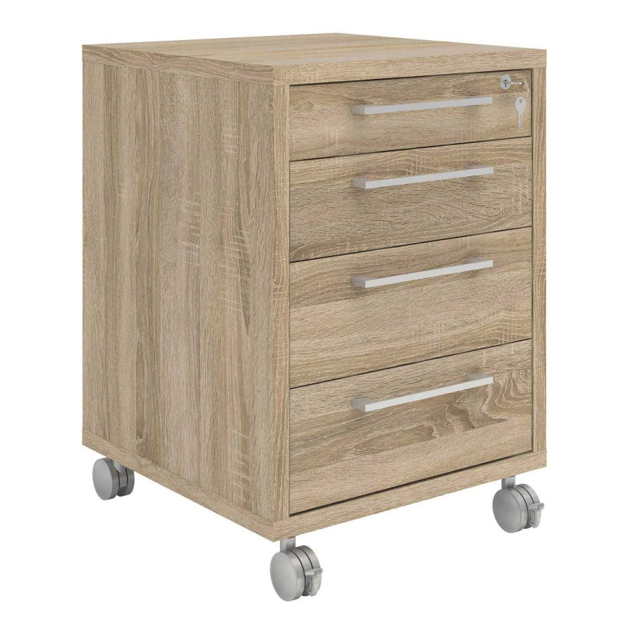 TVILUM Prima skuffesektion - natur egetrsfinér, m. 4 skuffer og hjul