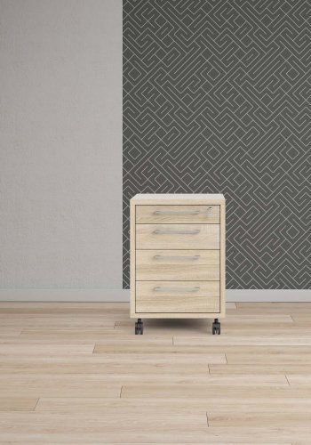 TVILUM Prima skuffesektion - natur egetrsfinér, m. 4 skuffer og hjul