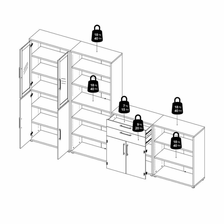TVILUM Prima reol, m. 5 hylder - hvid melamin
