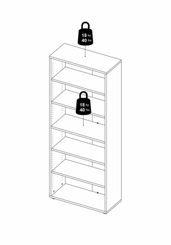 TVILUM Prima reol, m. 5 hylder - natur folie