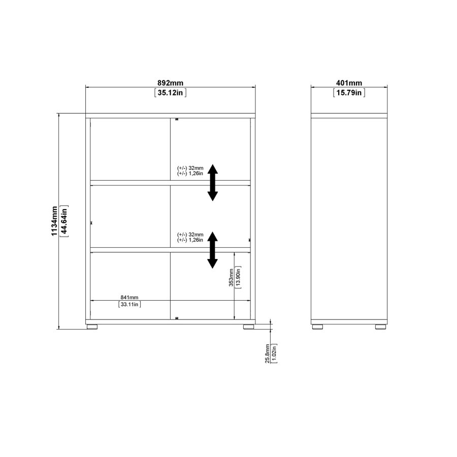 TVILUM Prima reol - egetrsstruktur, m. 2 hylder 
