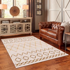 TEPPI WOOBTNY0109 gulvtppe m. mnster, rektangulr - creme/multifarvet bomuld/chenille (160x250)