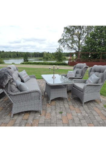 VENTURE DESIGN Washington sofa havest 3+2+1 m. gr hynder - gr rattan 