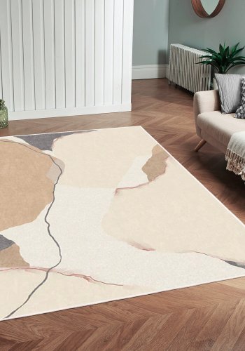 TEPPI WOOBTNY0203 gulvtppe m. mnster, rektangulr - creme/multifarvet bomuld/chenille (160x250)