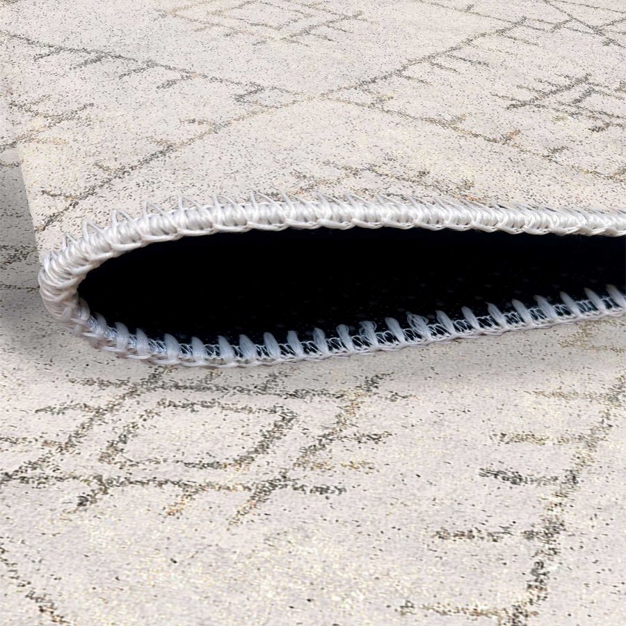 TEPPI WOOBTNY0230 gulvtppe m. mnster, rektangulr - creme/multifarvet bomuld/chenille (160x230)