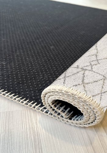 TEPPI WOOBTNY0230 gulvtppe m. mnster, rektangulr - creme/multifarvet bomuld/chenille (160x230)