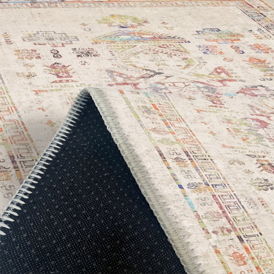 TEPPI WOOBTNY0245 gulvtppe m. mnster, rektangulr - creme/multifarvet bomuld/chenille ( (120x180)