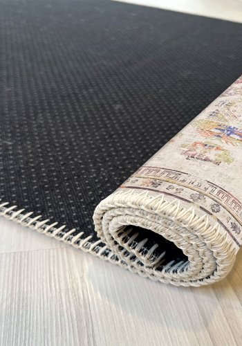 TEPPI WOOBTNY0245 gulvtppe m. mnster, rektangulr - creme/multifarvet bomuld/chenille ( (120x180)