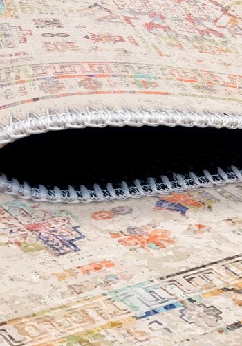 TEPPI WOOBTNY0245 gulvtppe m. mnster, rektangulr - creme/multifarvet bomuld/chenille (160x230)