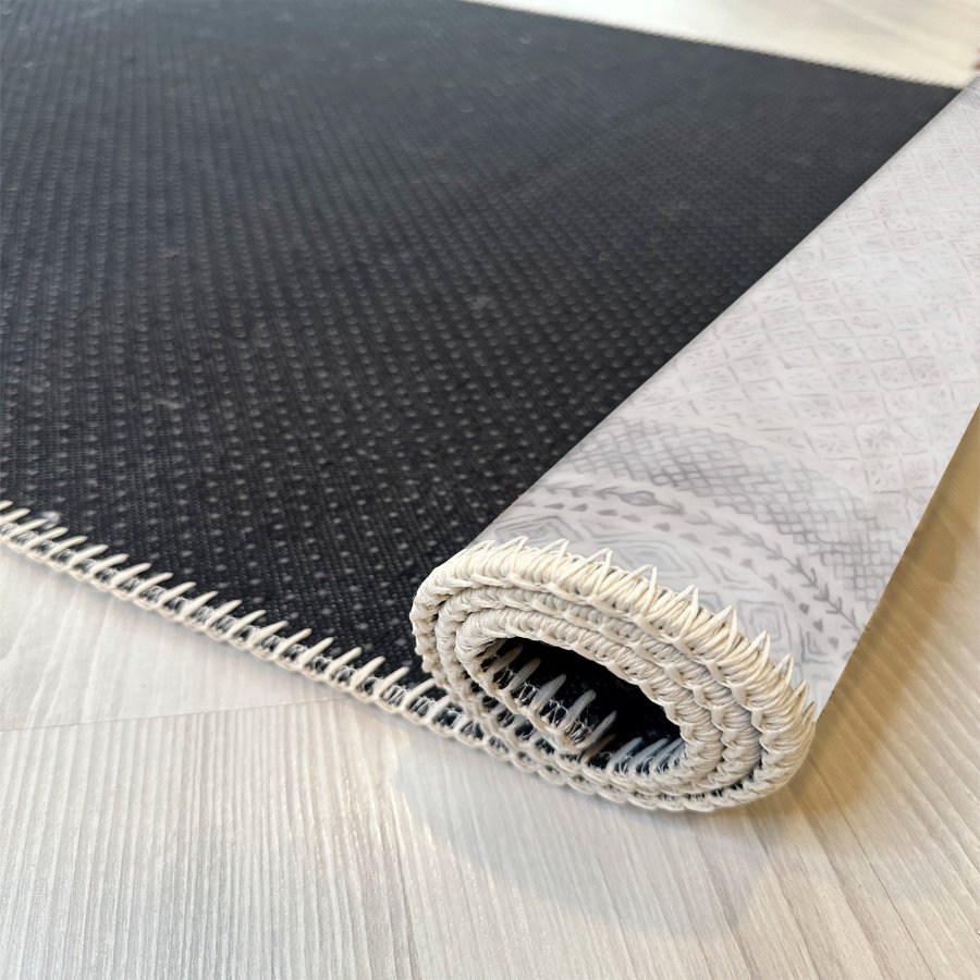 TEPPI WOOBTNY0248 gulvtppe m. mnster, rektangulr - gr/multifarvet bomuld/chenille (120x180)