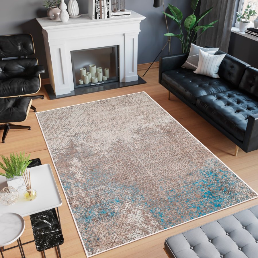 TEPPI WOOBTNY0249 gulvtppe m. mnster, rektangulr - brun/multifarvet bomuld/chenille (160x230)