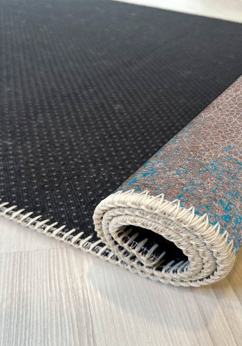 TEPPI WOOBTNY0249 gulvtppe m. mnster, rektangulr - brun/multifarvet bomuld/chenille (160x230)