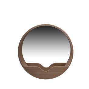 ZUIVER vgspejl, rund - spejlglas og brun egefinér (40)