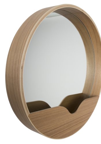 ZUIVER vgspejl, rund - spejlglas og brun egefinér (60)
