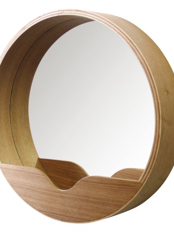ZUIVER vgspejl, rund - spejlglas og brun egefinér (60)