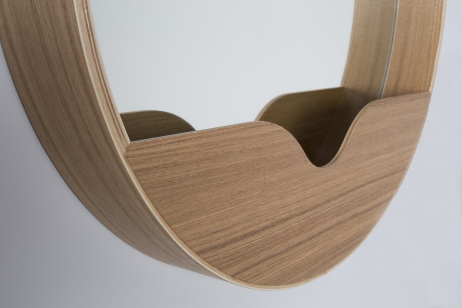 ZUIVER vgspejl, rund - spejlglas og brun egefinér (60)