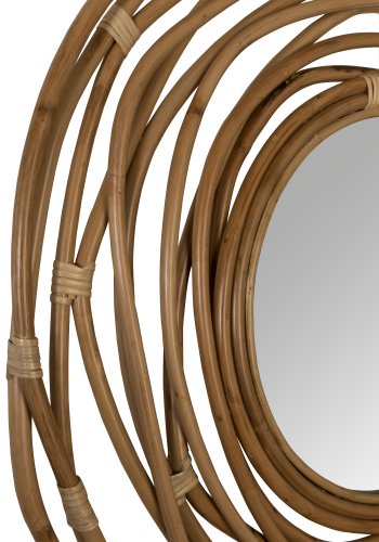 DUTCHBONE Kubu vgspejl, rund - spejlglas og brun rattan (75)