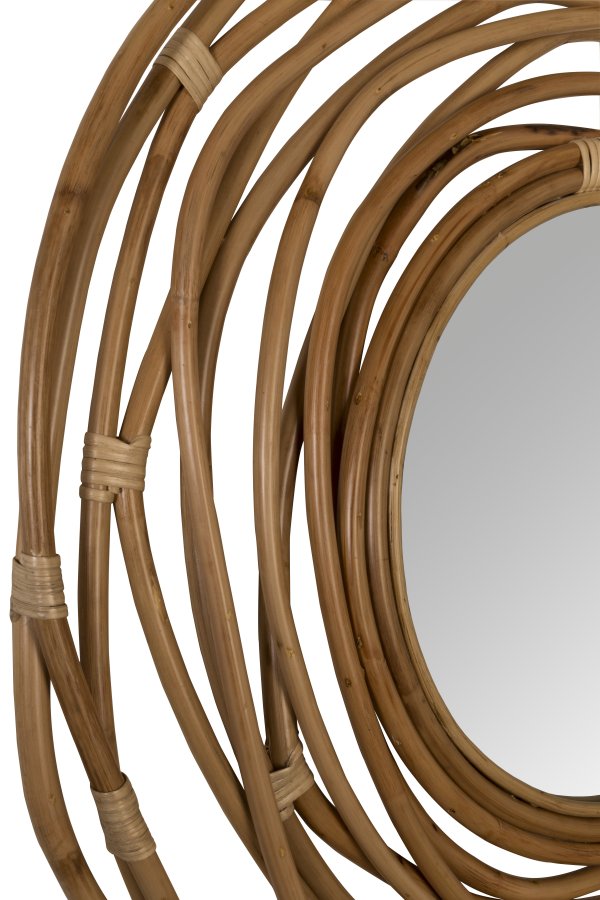 DUTCHBONE Kubu vgspejl, rund - spejlglas og brun rattan (75)