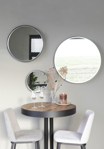 WHITE LABEL LIVING Raj Large vgspejl, rund - spejlglas og sort stl (75)