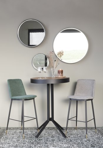 WHITE LABEL LIVING Raj Large vgspejl, rund - spejlglas og sort stl (75)