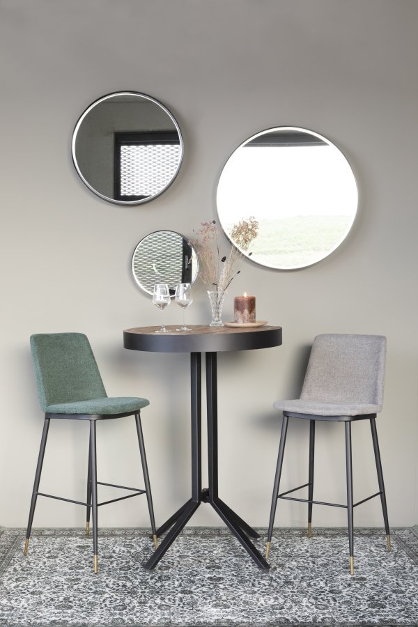 WHITE LABEL LIVING Raj Large vgspejl, rund - spejlglas og sort stl (75)