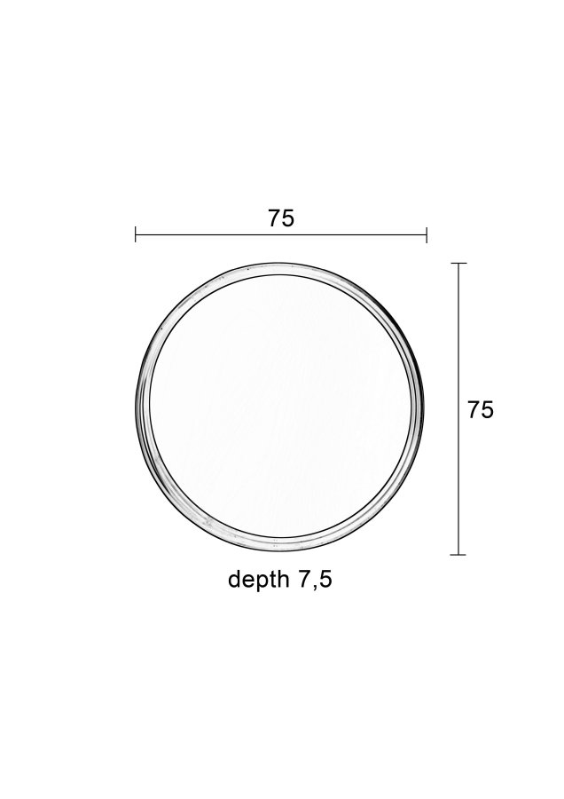 WHITE LABEL LIVING Raj Large vgspejl, rund - spejlglas og sort stl (75)