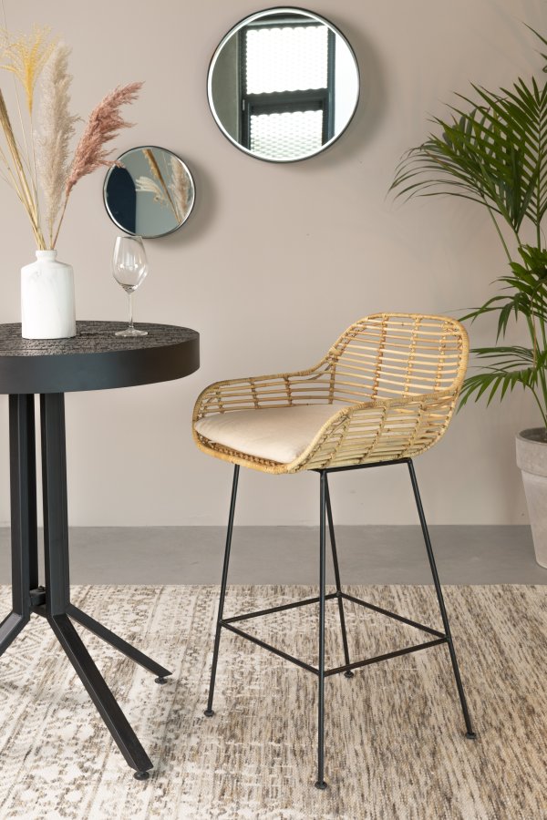 WHITE LABEL LIVING Raj Medium vgspejl, rund - spejlglas og sort stl (60)