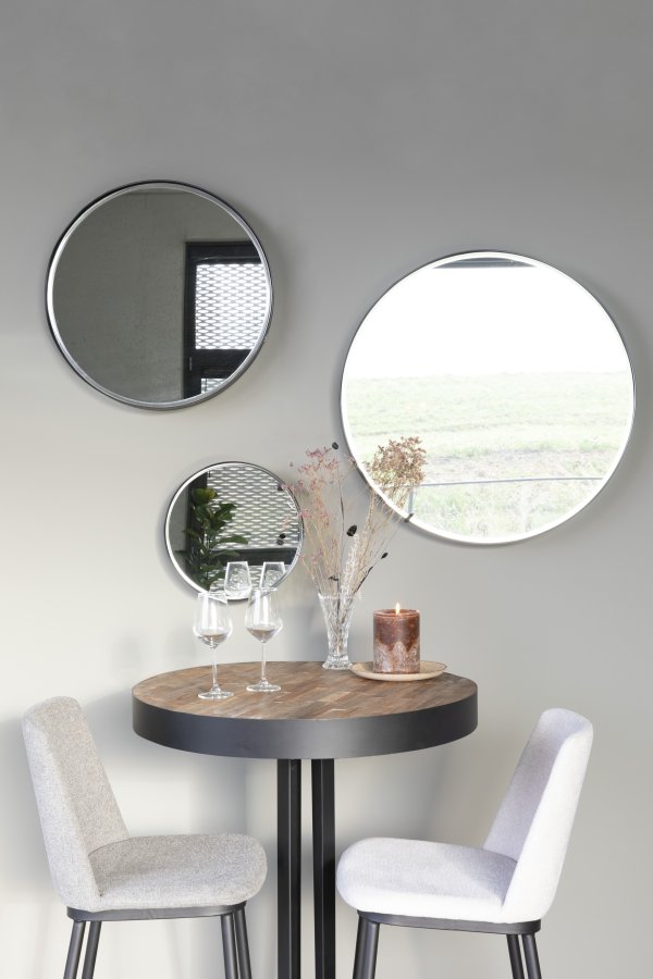 WHITE LABEL LIVING Raj Medium vgspejl, rund - spejlglas og sort stl (60)