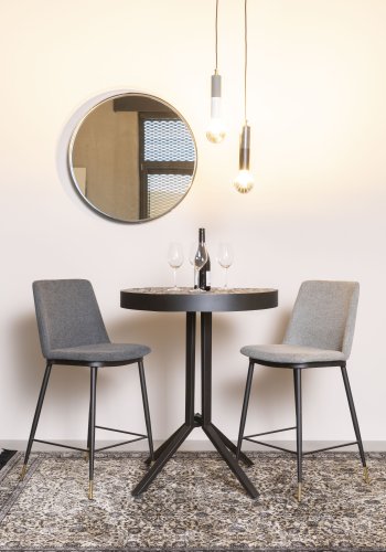 WHITE LABEL LIVING Raj Medium vgspejl, rund - spejlglas og sort stl (60)