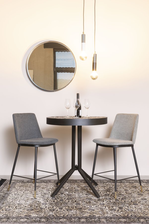 WHITE LABEL LIVING Raj Medium vgspejl, rund - spejlglas og sort stl (60)