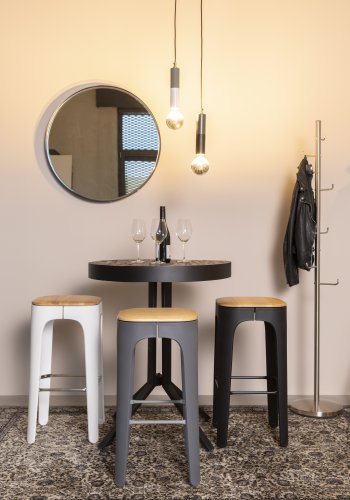 WHITE LABEL LIVING Raj Medium vgspejl, rund - spejlglas og sort stl (60)