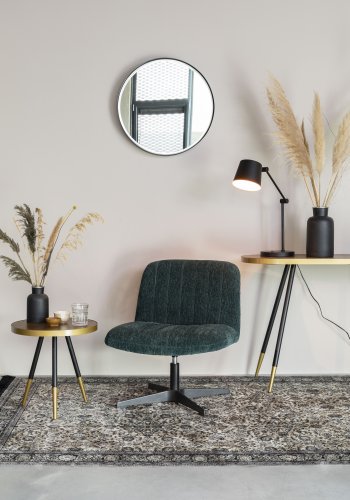 WHITE LABEL LIVING Raj Medium vgspejl, rund - spejlglas og sort stl (60)