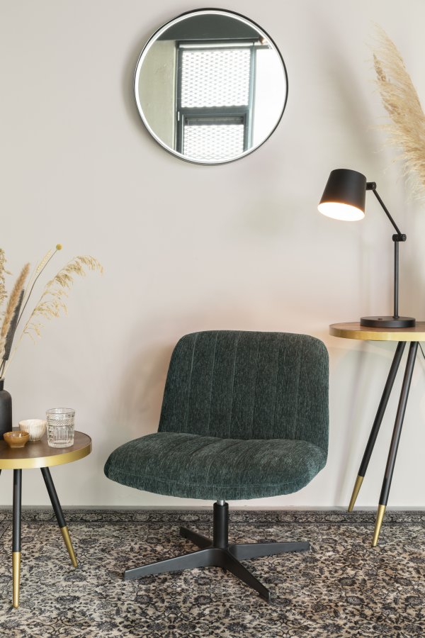 WHITE LABEL LIVING Raj Medium vgspejl, rund - spejlglas og sort stl (60)