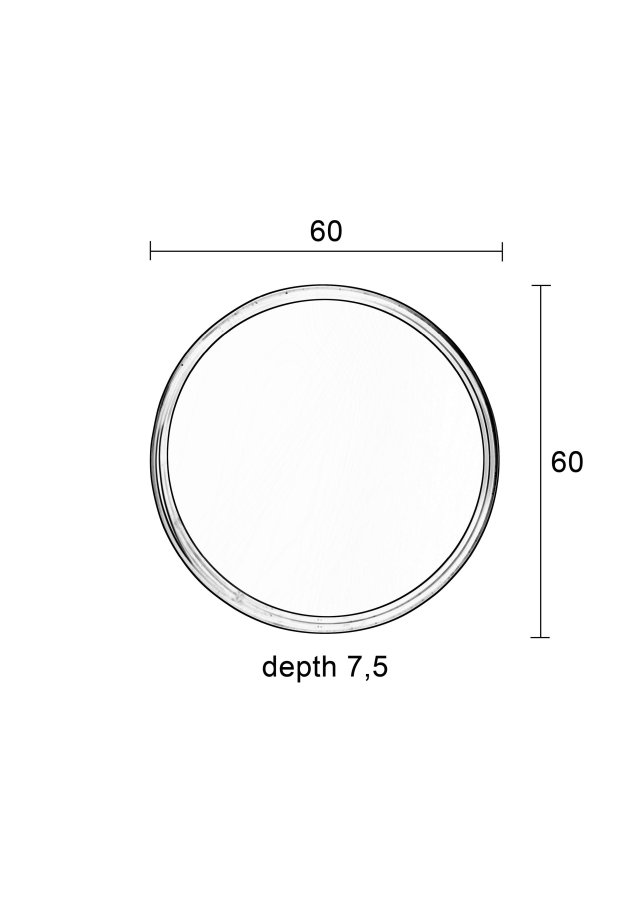 WHITE LABEL LIVING Raj Medium vgspejl, rund - spejlglas og sort stl (60)