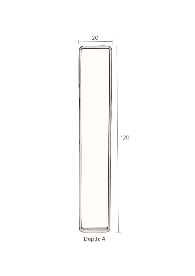 DUTCHBONE Blackbeam vgspejl, rektangulr - spejlglas og sort strygejern (120x20)