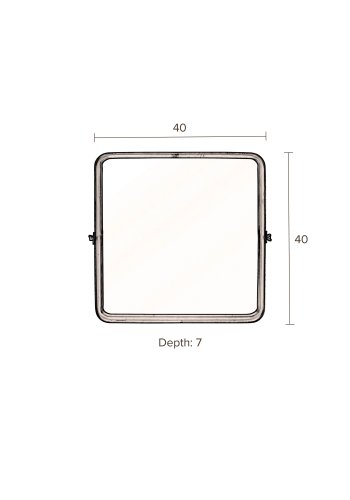DUTCHBONE Poke vgspejl M, kvadratisk - spejlglas og sort strygejern (41x41)