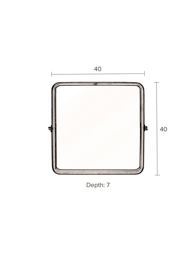 DUTCHBONE Poke vgspejl M, kvadratisk - spejlglas og sort strygejern (41x41)