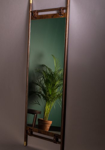DUTCHBONE Riva gulvspejl, rektangulr - spejlglas og brun bgetr (180x60)