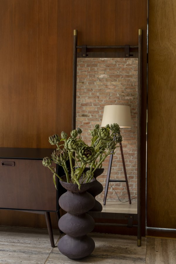 DUTCHBONE Riva gulvspejl, rektangulr - spejlglas og brun bgetr (180x60)