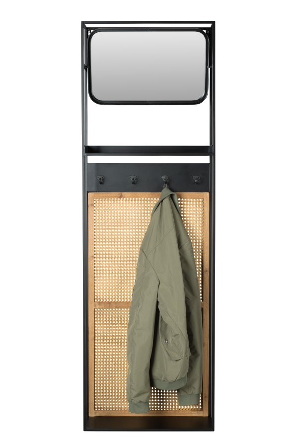 DUTCHBONE Langres vgspejl M, m. knagerkke - spejlglas, natur tr og sort jern (165x53)