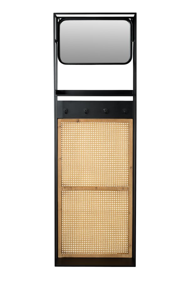 DUTCHBONE Langres vgspejl M, m. knagerkke - spejlglas, natur tr og sort jern (165x53)