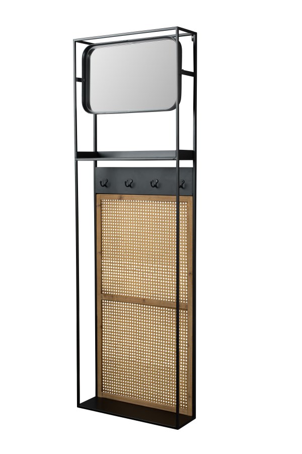 DUTCHBONE Langres vgspejl M, m. knagerkke - spejlglas, natur tr og sort jern (165x53)