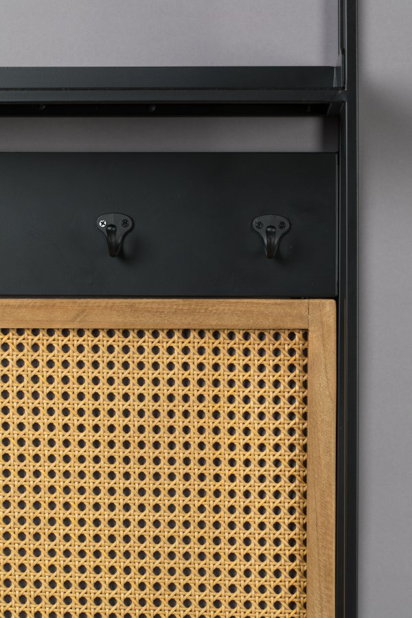 DUTCHBONE Langres vgspejl M, m. knagerkke - spejlglas, natur tr og sort jern (165x53)