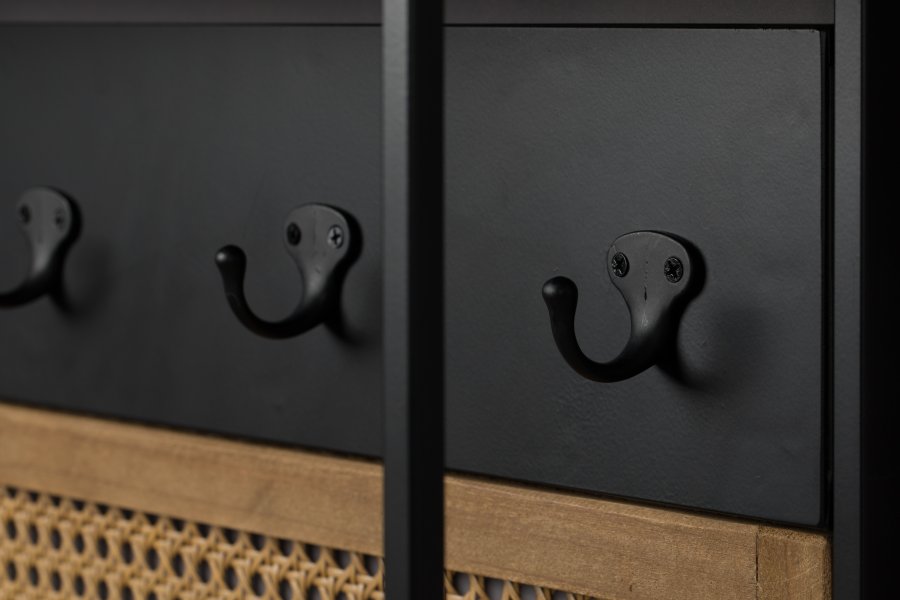 DUTCHBONE Langres vgspejl M, m. knagerkke - spejlglas, natur tr og sort jern (165x53)