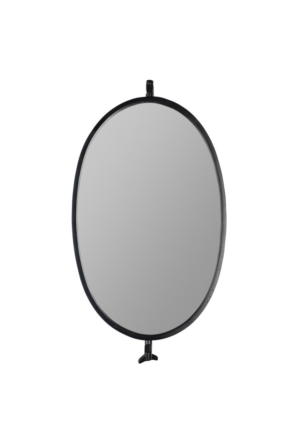 WHITE LABEL LIVING Lara vgspejl, oval - spejlglas og sort jern (48x34)