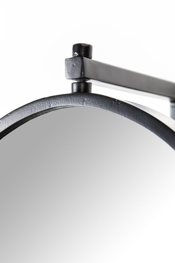 WHITE LABEL LIVING Lara vgspejl, oval - spejlglas og sort jern (48x34)