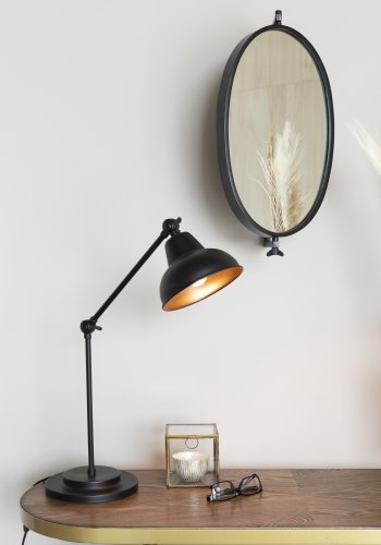 WHITE LABEL LIVING Lara vgspejl, oval - spejlglas og sort jern (48x34)