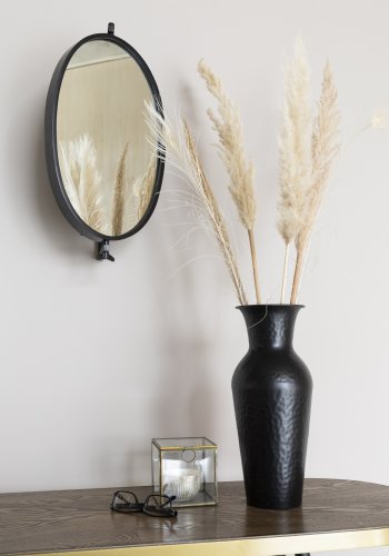 WHITE LABEL LIVING Lara vgspejl, oval - spejlglas og sort jern (48x34)