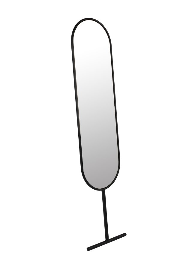 ZUIVER Tess gulvspejl, oval - spejlglas og sort stl (165x38,5)