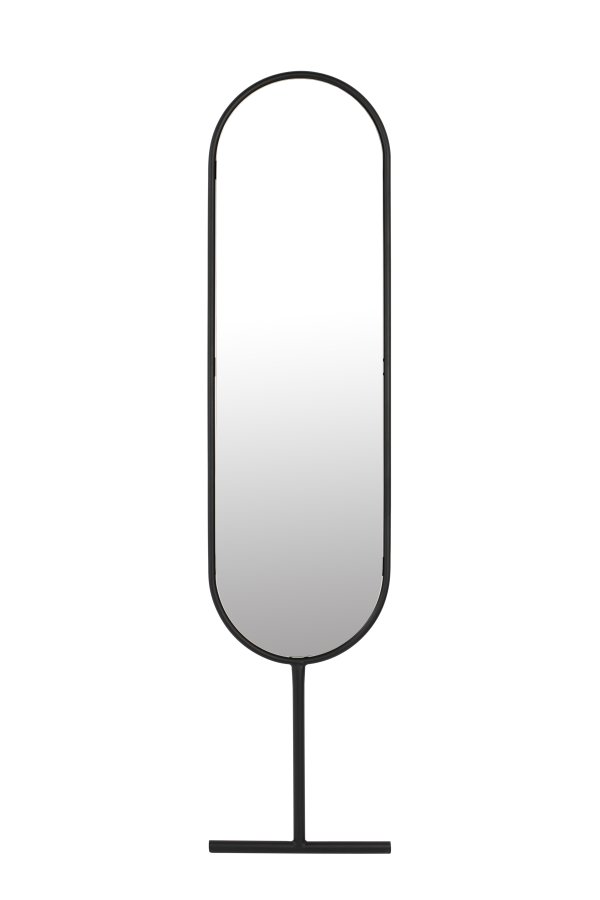ZUIVER Tess gulvspejl, oval - spejlglas og sort stl (165x38,5)